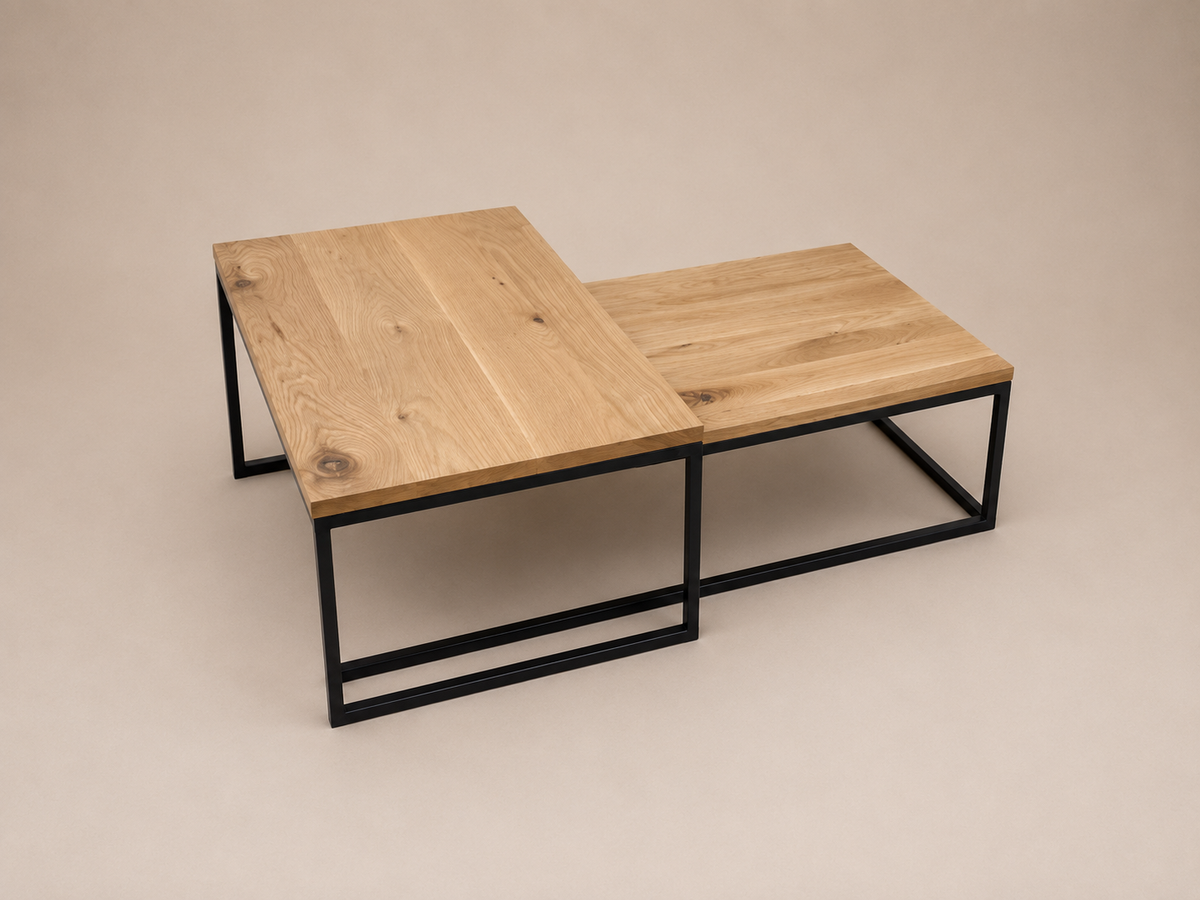 Table basse Acier et Chêne 1000