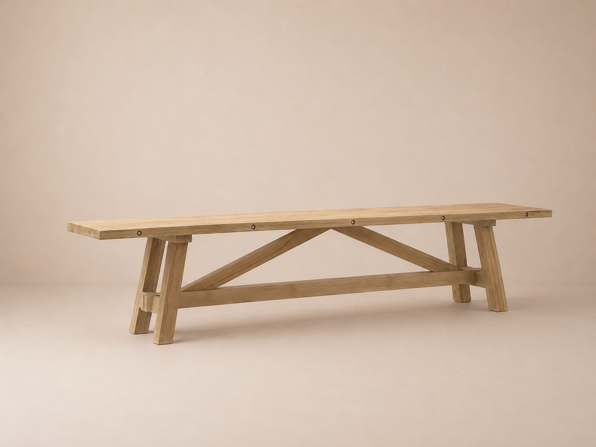 Banc à tréteaux en chêne