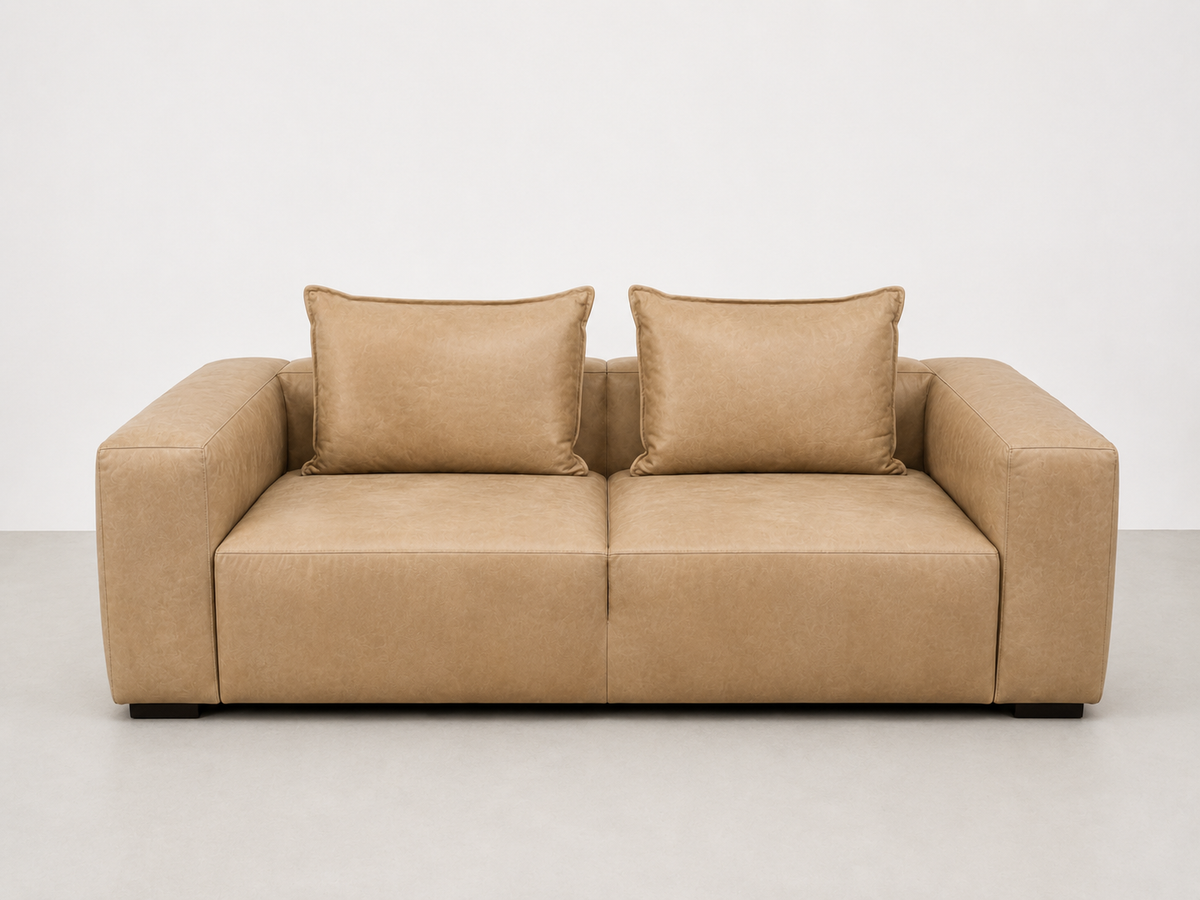 Canapé en cuir contemporain couleur sable