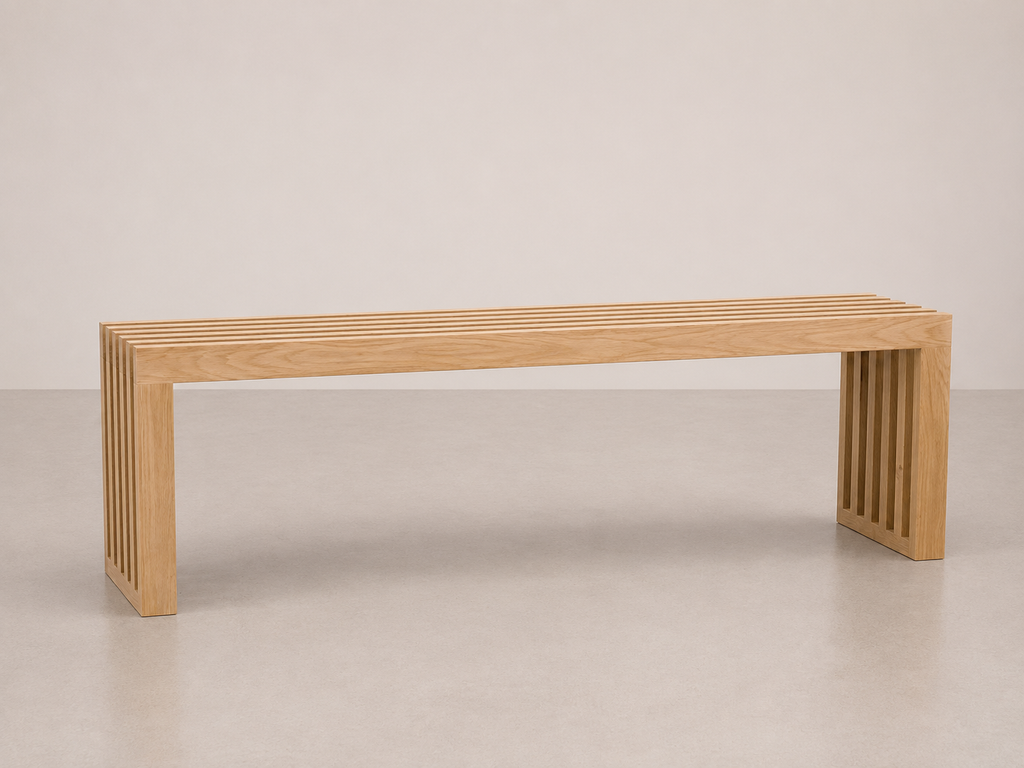 Banc à lattes en chêne