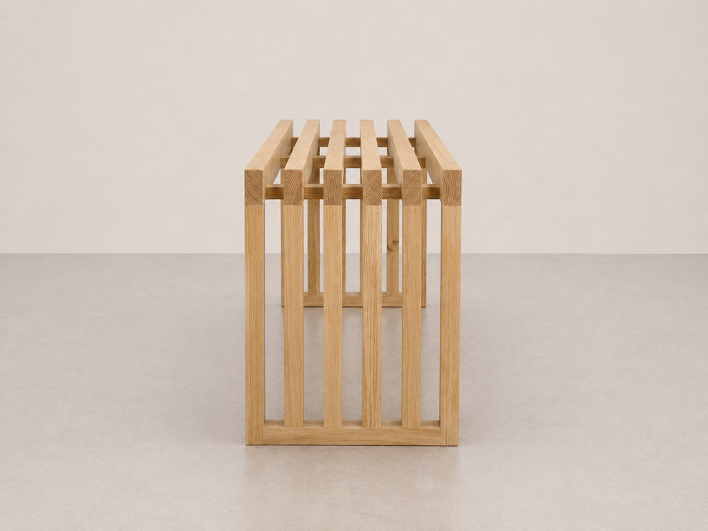 Banc à lattes en chêne