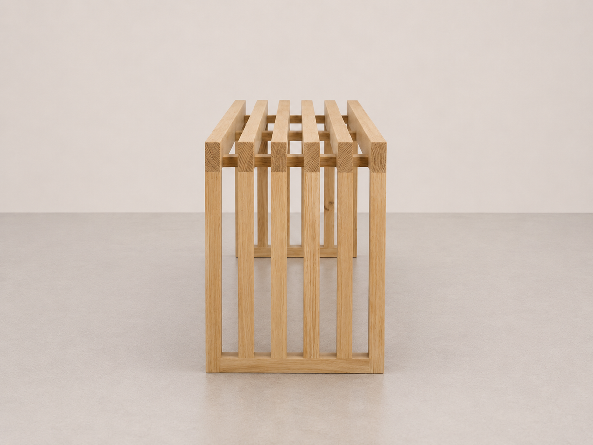 Banc à lattes en chêne
