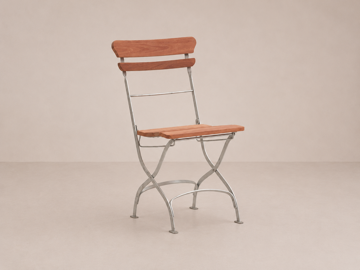 Chaise pliante en bois et acier