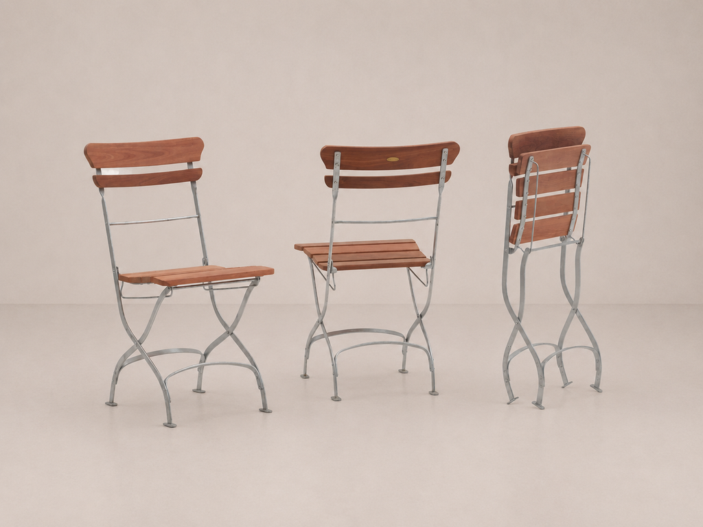 Chaise pliante en bois et acier