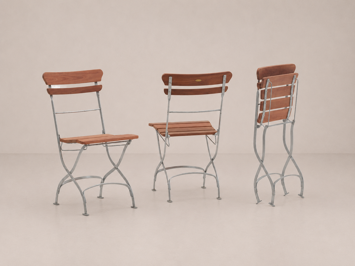 Chaise pliante en bois et acier