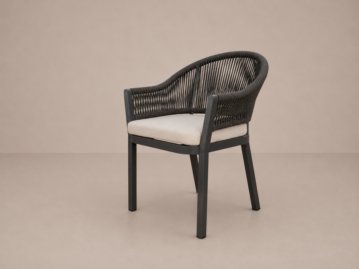 Chaise d'extérieur avec corde et coussin