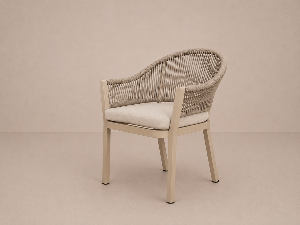 Chaise d'extérieur avec corde et coussin