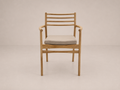 Chaise de salle à manger d'extérieur en teck avec coussin