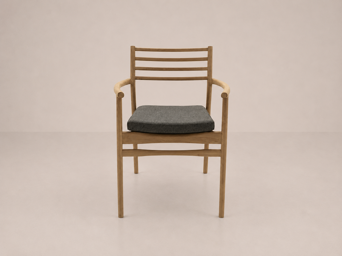 Chaise de salle à manger d'extérieur en teck avec coussin