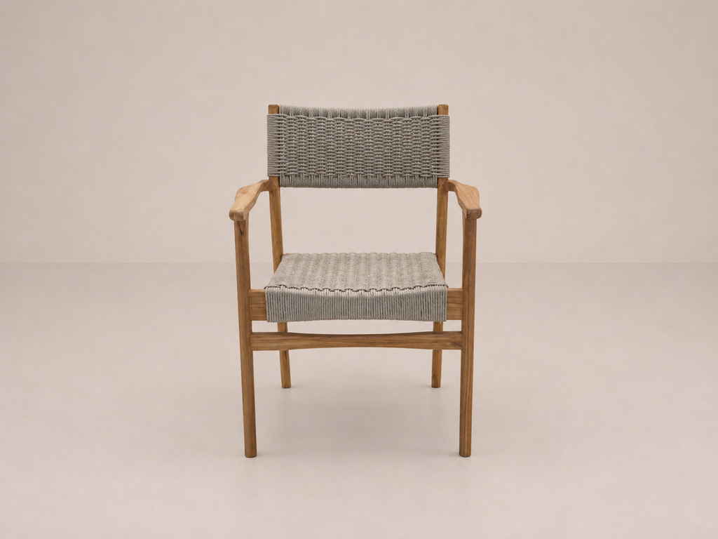 Chaise de salle à manger en teck avec corde