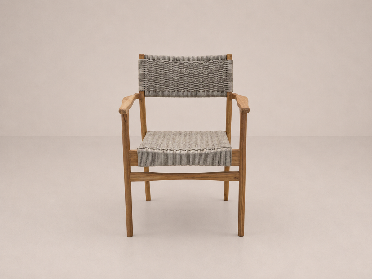 Chaise de salle à manger en teck avec corde