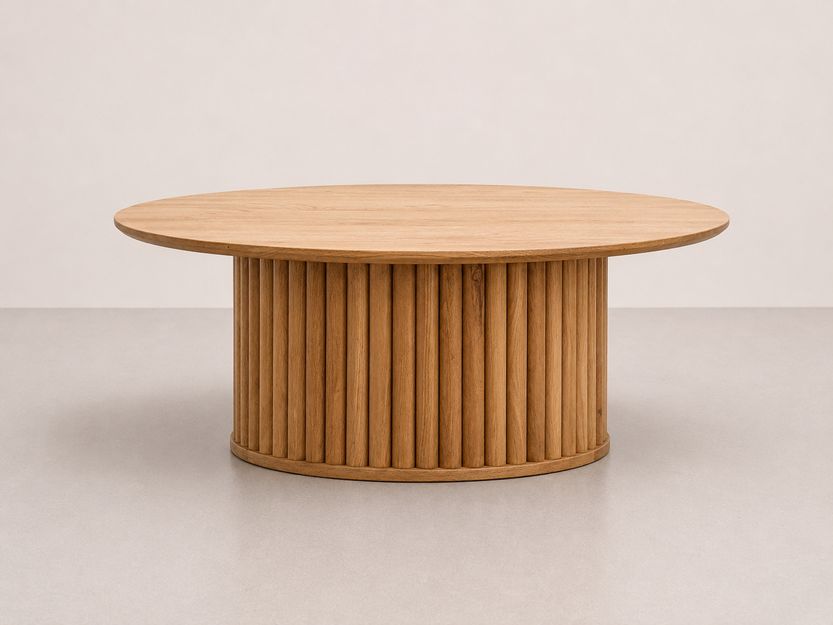 Table basse en chêne cannelé