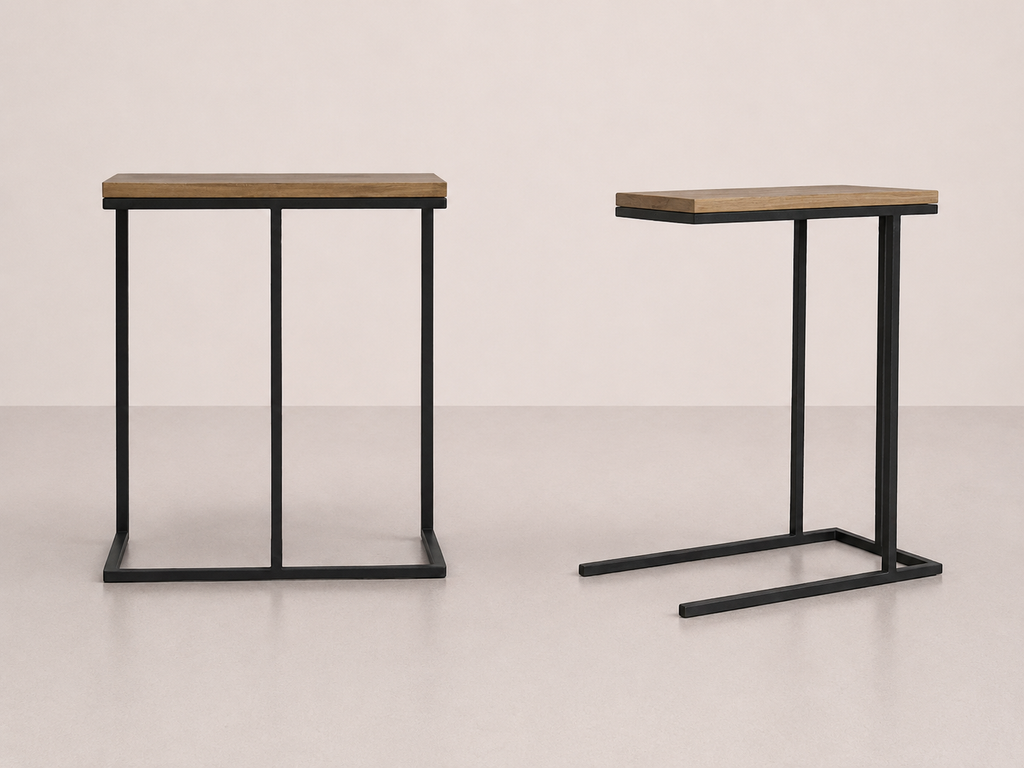 Table pour ordinateur portable acier et chêne