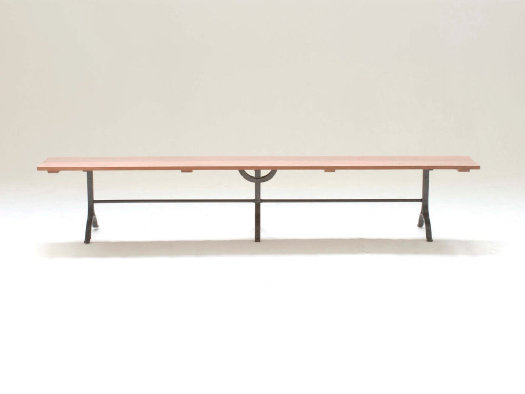 Banc tréteau en bois et acier