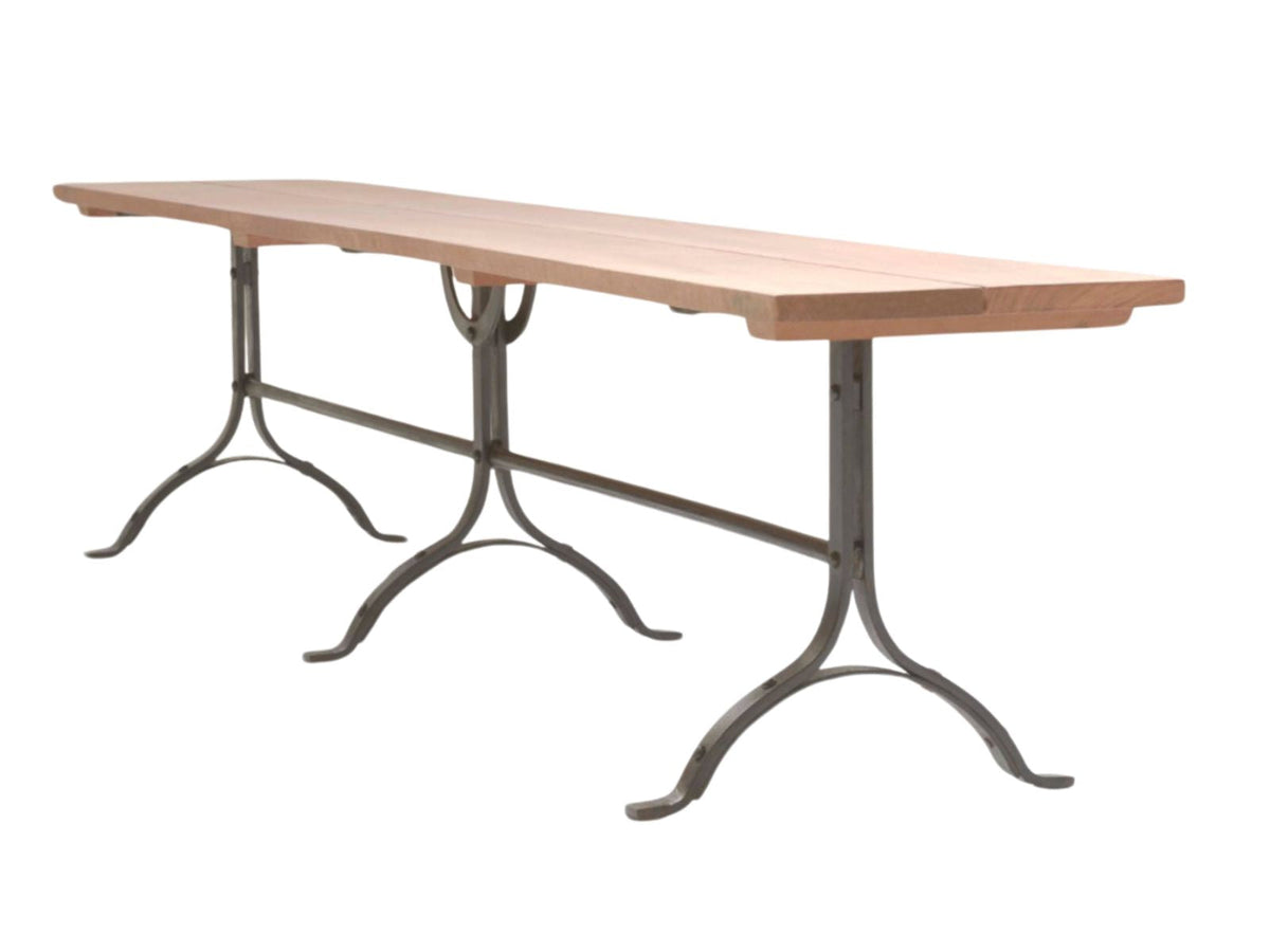 Banc tréteau en bois et acier
