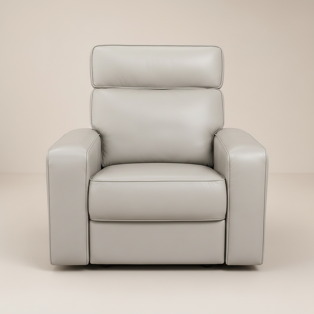 Gray Leather Recliner Front View