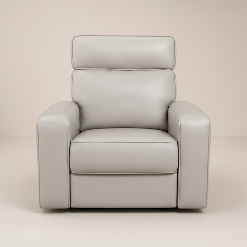 Gray Leather Recliner Front View